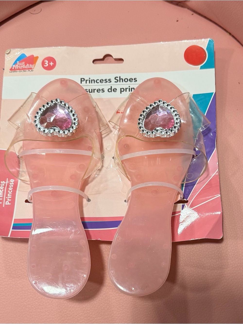 Clear Pink Princess Jelly Shoes with Heart Gem Accent